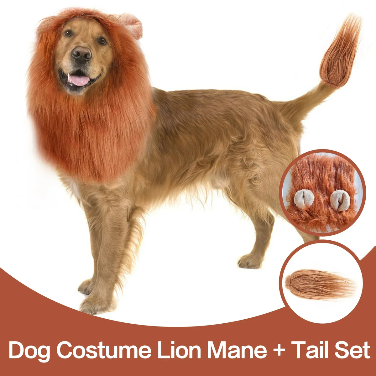 1Pc Realistic Lion Mane for Dogs Funny Lion Wig Costume for Medium Large Dogs Halloween Fancy Dress