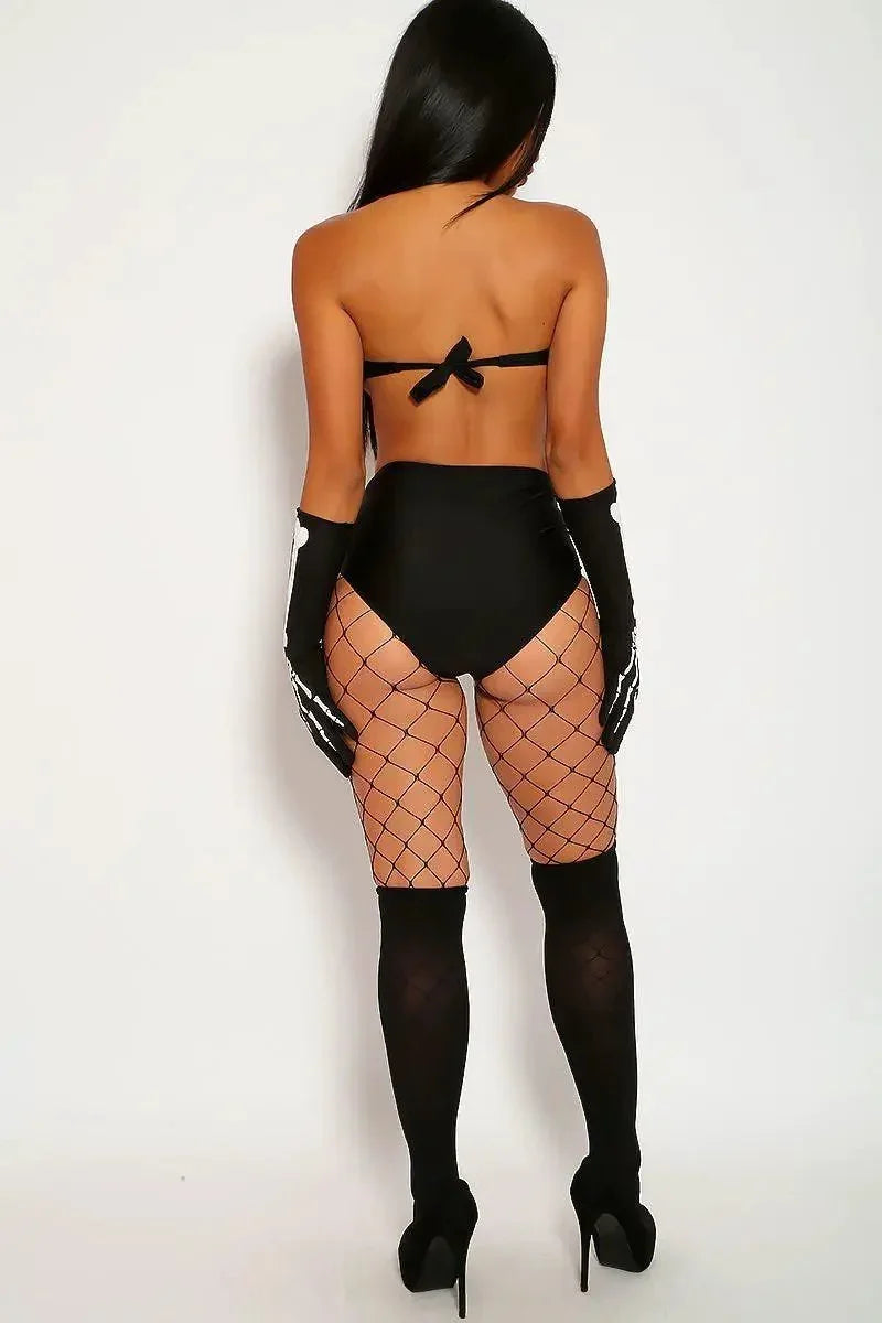 Sexy Black White 4 Pc. Jackie Skeleton Halloween Costume