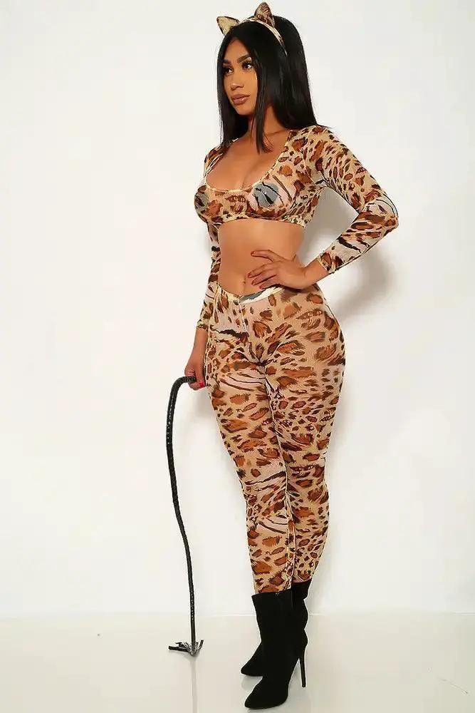 Sexy Leopard Print 2 Piece Halloween Costume