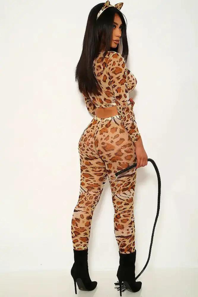 Sexy Leopard Print 2 Piece Halloween Costume